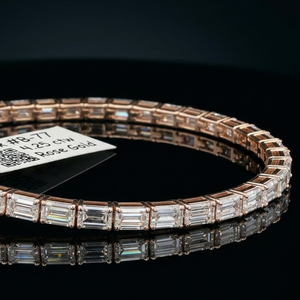 Bracelet tennis en diamant naturel taille émeraude 8,83 Ct |   Bracelet de luxe en or rose 18 carats |   Bijoux fins de couleur G SI1, cadeau pour femmes - Product Image 2