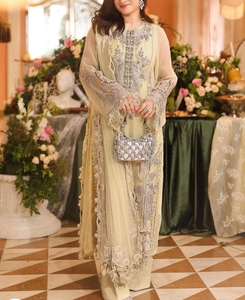 Costume indien pakistanais brodé noir en 3 pièces, longueur au sol, shalwar kameez, vêtements de fête pour femmes - Product Image 3