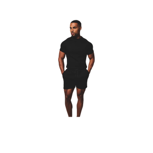 Shorts en coton uni pour homme avec poches, respirants, style décontracté, taille mi-haute, fermeture à cordon, gris - Product Image 1
