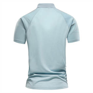 เสื้อโปโลผู้ชายสีฟ้าอ่อน แขนสั้น ผ้าถัก ทรงปกติ สไตล์ลำลอง ออกแบบได้ตามต้องการ เสื้อโปโลผู้ชาย ผ้าฝ้าย ทรงเข้ารูป - Product Image 1