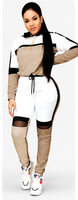 Ensemble deux pièces décontracté coupe-vent à capuche pour femme avec empiècements en maille, collection Automne Hiver 2026