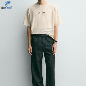 Camiseta de algodón de manga corta con cuello redondo y estampado de letras para hombre, estilo casual, de Blue Tech - Product Image 2