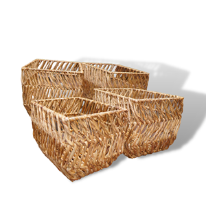 Set 4 Open-weave Storage <b>Baskets</b> <b>Hyacinth</b> Storage <b>Baskets</b> with Iron Wire Frame Made From Vietnam High Quality - Product Image 1