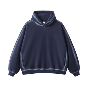 In Stock Ready to Ship Streetwear Wholesale Custom Blank Oversized Sprayed-Wash 350gsm Plush Fleece Hoodies - Product Image 6