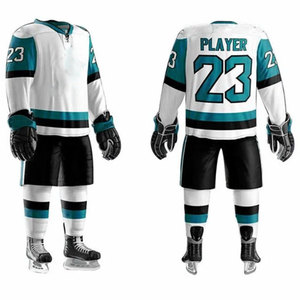 Custom Ice Hockey Uniform Set White Green Black Jersey Shorts <b>Gloves</b> Skates Unisex Adult Heat-Transfer Printed Solid <b>Moisture</b> - Product Image 4