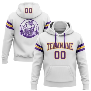 Sudadera con Capucha de Fútbol Blanca, Morada y Dorada, con Diseño Personalizado y Costuras a Medida, Venta al Por Mayor Directa de Fábrica - Product Image 1