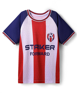Conjunto de Camiseta y Pantalones Cortos de Fútbol para Niños, Rayas Rojas, Blancas y Azules, Uniforme de Fútbol Sublimado, Ropa Deportiva Personalizada para Equipos Juveniles - Product Image 3