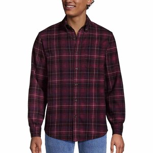 Chemise à carreaux à manches longues pour homme, coupe classique, style décontracté, motif rouge foncé, noir et blanc, boutonnée - Product Image 1