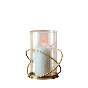 Fancy Brass Wire Cylinder Candle Holder With Clear Glass <b>Heat</b> Resistant Home Decoration Hurricane Candle Holder On Sale - Product Image 4