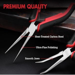 2-Piece 6" Needle Nose Pliers Set – Mini Long Nose & Bent Nose Precision Pliers | <b>Small</b> Fine Tip Jewelry Making <b>Tools</b> - Product Image 4