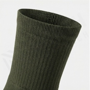 Crew <b>Socks</b> Solid Olive Green Knitted Breathable Polyester Spandex <b>Running</b> Athletic Summer Adults Standard Thickness - Product Image 4