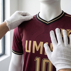 Conjunto de Uniforme de Fútbol Sublimado Personalizado de Primera Calidad, Camiseta y Pantalones Cortos de Fútbol Color Borgoña y Dorado, Uniforme de Equipo Unisex con Nombre y Número, 100% Poliéster - Product Image 5