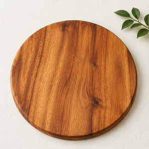 Eco-Friendly Round Acacia Wood Charger <b>Plates</b> Handcrafted Rustic Wooden Serving Tray for Wedding Table <b>Decor</b> Hotel Supply - Product Image 3
