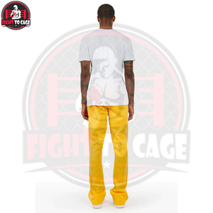 Pantalones de Hombre con Logotipo Personalizado, Diseño Único con Salpicaduras de Pintura Amarilla, Estilo Urbano con Franjas Laterales, Novedad, Ligeros - Product Image 3