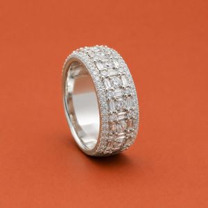 Moissanite Eternity 925 <b>Sterling</b> <b>Silver</b> Band Luxury Fine Jewelry Engagement Style <b>Ring</b> <b>Mens</b> - Product Image 5