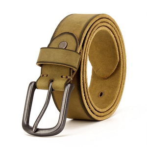 Ceinture en cuir de vache marron avec boucle rectangulaire en fer, style décontracté et durable - Product Image 4