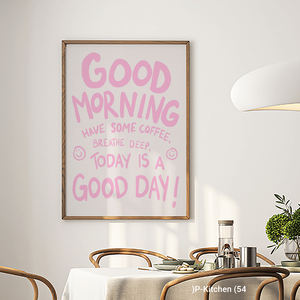 Impresión en lienzo para cocina, póster tipográfico con cita positiva sobre café matutino, decoración minimalista para pared de cafetería - Product Image 3