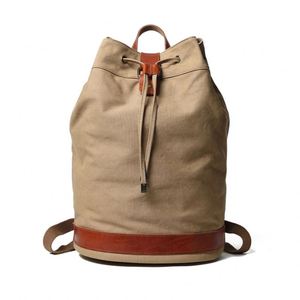 Custom Canvas <b>Drawstring</b> <b>Backpack</b> Unisex Large Capacity Vintage White Gym Cinch Bag Waterproof High Quality Travel Daypack Bags - Product Image 4