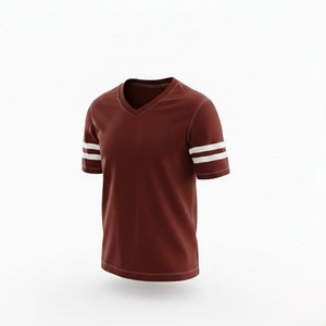 เสื้อเบสบอลคอวีสำหรับผู้ชาย แขนสั้น สีมารูน ผ้าโพลีเอสเตอร์ระบายอากาศได้ดี ทรงปกติ เหมาะสำหรับทุกฤดูกาล - Product Image 6