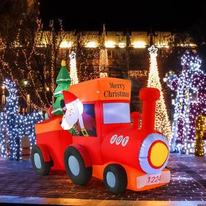 8.6 Feet Lighted Christmas Inflatable <b>Train</b> with Santa Claus and Deer <b>Outdoor</b> Holiday Yard Decorations - Product Image 1