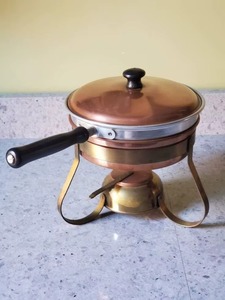 Vintage Brass Triple Casserole <b>Food</b> Warmer With Copper Base And Stainless Steel Lids Rectangle Insulated <b>Server</b> - Product Image 4