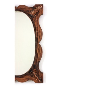 Traditional Wooden Oval <b>Wall</b> Mirror With <b>Leaf</b> Carving Handmade <b>Decorative</b> Frame - Product Image 5