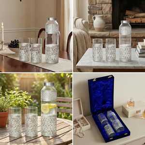 Bouteille d'eau en verre vintage personnalisée avec couvercle pour la consommation à la maison, au bureau et en extérieur - Product Image 1