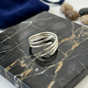 925 Sterling Silver Open <b>Ring</b> Resizable Geometric Multi Layer Adjustable Band for Women Party Gift - Product Image 1