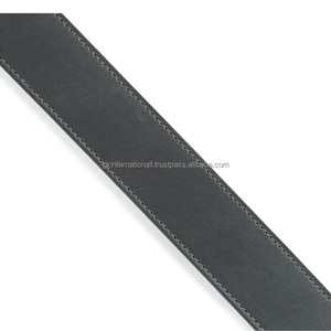 Ceinture décontractée en cuir noir de qualité supérieure, faite à la main, avec coutures durables, pour hommes, pour jeans, avec boucle en laiton argenté antique. - Product Image 2