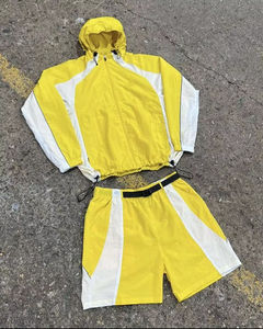 Ensemble deux pièces unisexe coupe ample en nylon léger imperméable avec fermeture éclair, coupe-vent d'été et short – Prix bas - Product Image 1