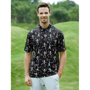 Camiseta de Golf para Hombre con Estampado de Panal de Abeja, Diseño Hexagonal, Estilo Deportivo, Rendimiento Atlético, Cuello Tipo Polo - Product Image 3