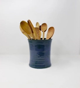 Portautensilios de Cerámica Vitrificada, Esmalte Azul Intenso, Resistente a los Arañazos, Base Pesada, Apto para Altas Temperaturas, Organizador de Almacenamiento para Encimera de Cocina - Product Image 2