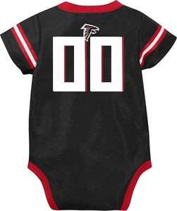 Atlanta Falcons Black Mesh Baby Jersey <b>Bodysuit</b> with <b>Red</b> Trim and Team Logo Origin Imported - Product Image 3