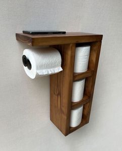 <b>Wooden</b> <b>Square</b> Eco-Friendly Bathroom Toilet Paper Holder Handmade Premium Quality Housewarming Bulk Factory Price - Product Image 1