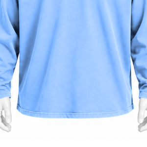 <b>Powder</b> Blue Reversed LS Tee Oversized Long Sleeve Cotton T Shirt <b>Washed</b> Effect Drop Shoulder Casual Streetwear Relaxed Fit Top - Product Image 5