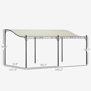 Pergola da Esterno 3x5m Bianco Crema con Tettoia in Metallo e Fori di Drenaggio per Villa, Cortile, Parco, Giardino - Product Image 3