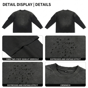 Hot Supplier Oversized Men's Streetwear <b>Set</b> Acid Wash Two Piece Long Sleeve T-shirt and Shorts Custom Printed Men T-shirts <b>sets</b> - Product Image 4