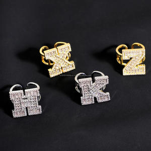 Moissanite Diamond Initial Letter Stud Earrings Personalized Alphabet Earrings Iced Out Hip Hop Custom <b>Name</b> Earrings Gold <b>ring</b> - Product Image 1