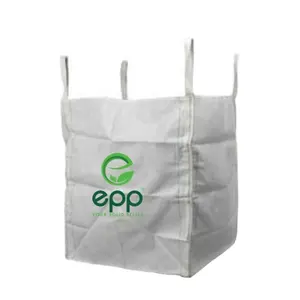 1-2 टन बजरी बोरियों के लिए सुपर स्ट्रॉन्ग 100% पॉलीप्रोपाइलीन बुना FIBC जंबो बैग ओपन टॉप डफ़ल टॉप औद्योगिक बल्क पैकेजिंग