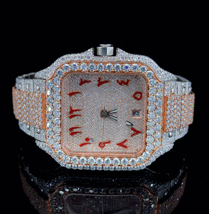 Rose White <b>Arabic</b> Dial Diamond Stainless Steel Square Case 42mm Mechanical Movement Waterproof Unisex Luxury Fashion Daily <b>Watch</b> - Product Image 2