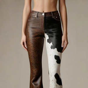 Pantalon cargo long en cuir pour femme, taille haute, coupe large, style streetwear, décontracté, avec poches amples, fabrication OEM personnalisée - Product Image 3