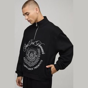 Pull tricoté pour homme de couleur unie, col zippé, en maille torsadée épaisse 12GG, style professionnel, vente en gros - Product Image 3