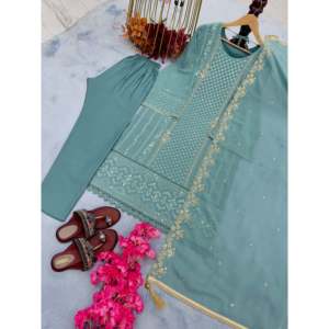 Conjunto de ropa de fiesta de diseñador para mujer Top Bottom Dupatta para un aspecto elegante - Product Image 4