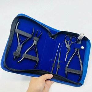 Professional Black Matte Stainless Steel Hair Extension <b>Pliers</b> Kit <b>Set</b> with Custom Logo Including Tape Press <b>Plier</b> - Product Image 2