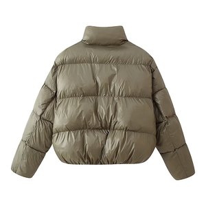 Chaqueta Acolchada para Mujer, Cuello Alto, Manga Larga, Chaqueta Corta de Invierno, Color Sólido, Relleno de Poliéster, Prenda Exterior Gruesa - Product Image 5