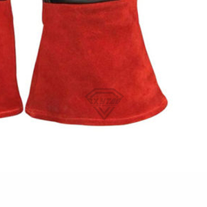 Gants de soudage en cuir de vachette pleine fleur robustes, rouge et noir, résistants à la chaleur, gants de protection industriels pour travaux de soudage MIG TIG - Product Image 5