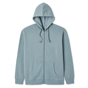 Sudadera con capucha para hombre, color verde salvia, con cremallera, 100% poliéster, corte regular, informal, con bolsillos tipo canguro - Product Image 3