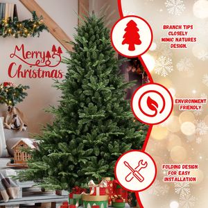 Albero di Natale a forma completa da 2,3 m (7,5 piedi) con 2441 aghi misti in PE/PVC, base larga per spazi ampi, struttura pieghevole facile da montare per grandi dimensioni - Product Image 3