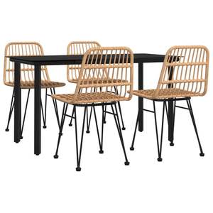 Conjunto de Comedor de Jardín de Ratán Sintético Negro, Diseño Estándar con Asientos para hasta Cinco Personas - Product Image 3