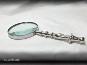 Loupe de poche en métal argenté antique, loupe décorative de bureau vintage, cadeau d'entreprise haut de gamme, accessoire de bureau - Product Image 4